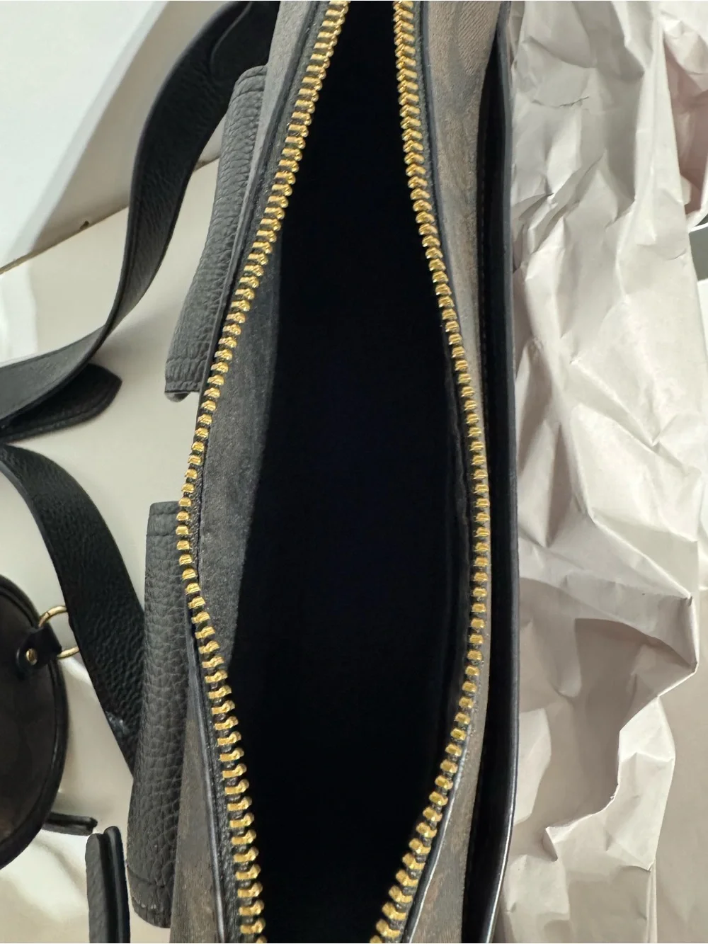 Coach Brown and Black Signature Canvas Crossbody Bag with Pouch